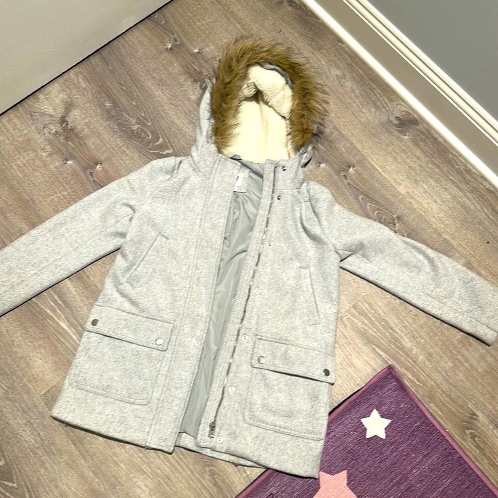 Gap Kids Wool Blend coat with Faux Fur collar